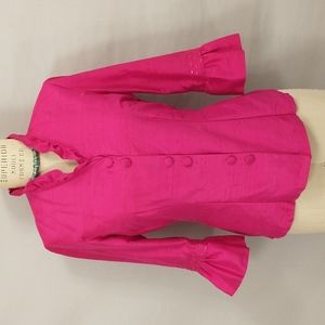 Latin Designer Bespoke Bright Pink Silk Jacket Paula Colombo Velez Custom Silk